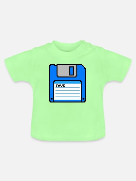 Retro Diskette Gaming T-Shirt Save - Baby Bio-T-Shirt mit Rundhals - Mintgrün