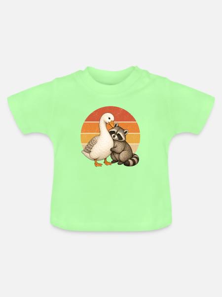 Gans und Waschbär - Baby Bio-T-Shirt mit Rundhals - Mintgrün