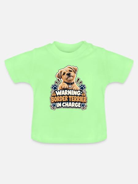 Warnung. Border Terrier im Kommando - Baby Bio-T-Shirt mit Rundhals - Mintgrün