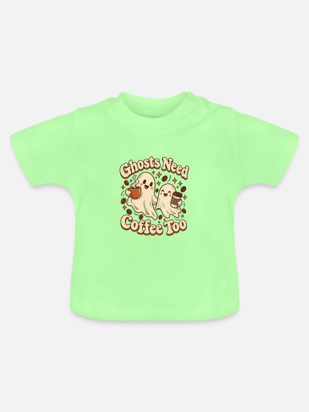 Ghosts Need Coffee Too - Baby Bio-T-Shirt mit Rundhals - Mintgrün
