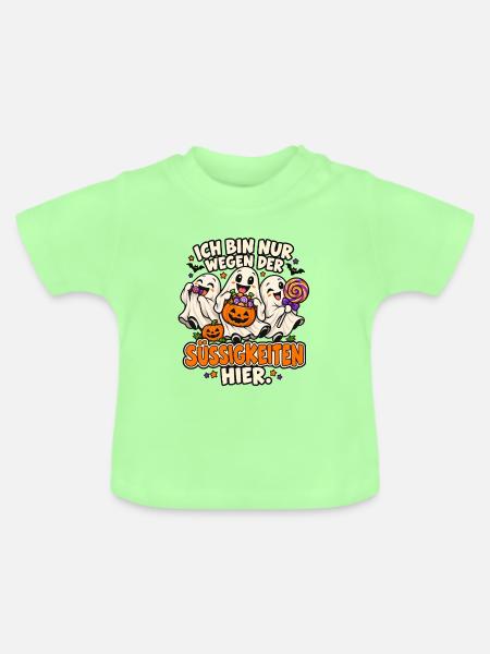 Süßigkeiten Geister Halloween - Baby Bio-T-Shirt mit Rundhals - Mintgrün