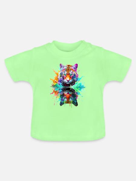 Bemalte Tiger-Reflexion - Baby Bio-T-Shirt mit Rundhals - Mintgrün