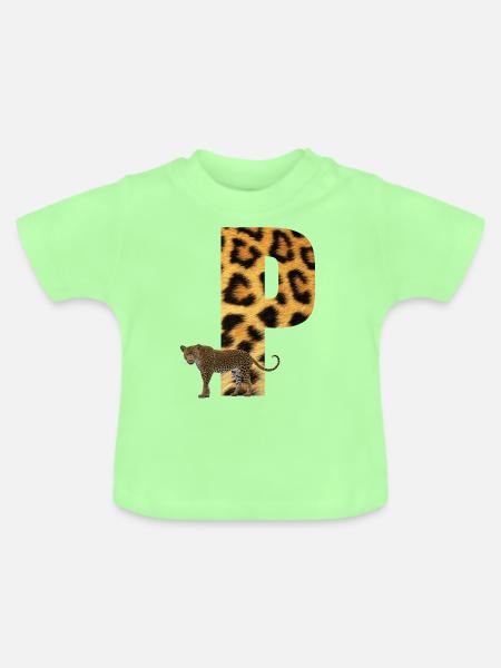 leopard p - Baby Bio-T-Shirt mit Rundhals - Mintgrün
