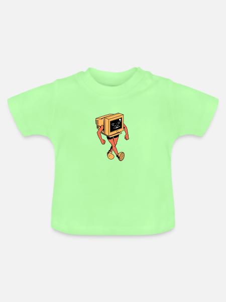 Retro Röhrenmonitor - Baby Bio-T-Shirt mit Rundhals - Mintgrün