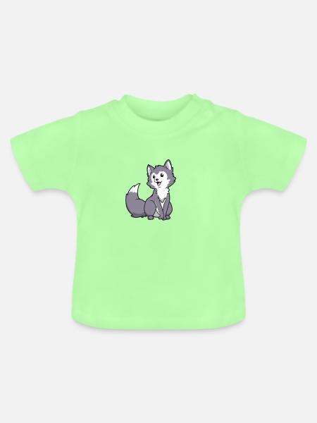 Kawaii Wolf - Baby Bio-T-Shirt mit Rundhals - Mintgrün