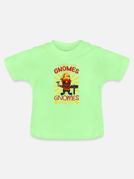 Überall Gartenzwerge - Baby Bio-T-Shirt mit Rundhals - Mintgrün