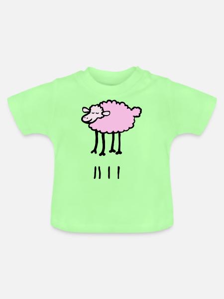 Rosa Schaf - Baby Bio-T-Shirt mit Rundhals - Mintgrün