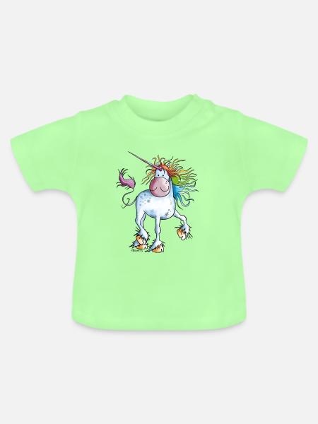 Regenbogen Einhorn - Baby Bio-T-Shirt mit Rundhals - Mintgrün