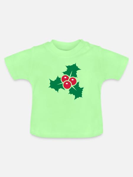 Stechpalmenblätter mit roten Beeren - Baby Bio-T-Shirt mit Rundhals - Mintgrün