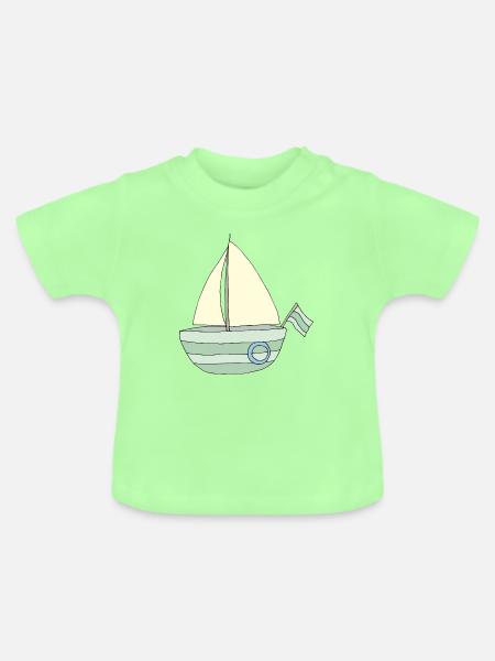 Verspieltes Segelboot Muster - Baby Bio-T-Shirt mit Rundhals - Mintgrün
