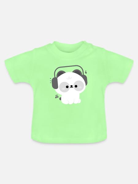 Panda Kopfhörer - Baby Bio-T-Shirt mit Rundhals - Mintgrün