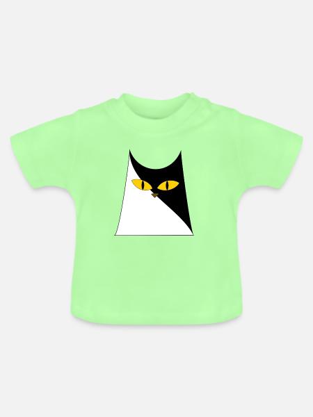 Katze mit gelben Augen - Baby Bio-T-Shirt mit Rundhals - Mintgrün