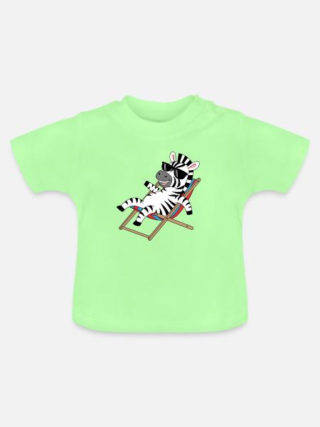 Zebra im Liegestuhl mit Sonnenbrille - Baby Bio-T-Shirt mit Rundhals - Mintgrün