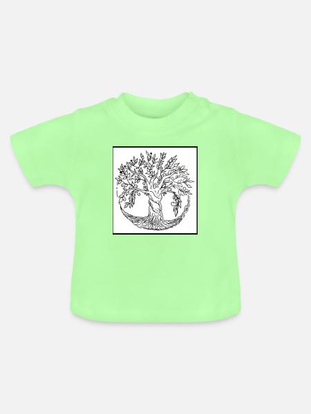 Baum des Lebens - Baby Bio-T-Shirt mit Rundhals - Mintgrün