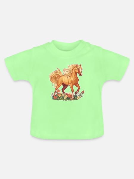 Pferd - Baby Bio-T-Shirt mit Rundhals - Mintgrün