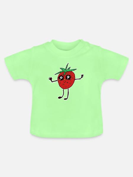 Kawaii Erdbeere Erdbeeren Frucht lustig - Baby Bio-T-Shirt mit Rundhals - Mintgrün