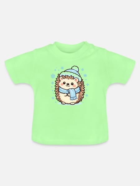 Winterlicher Igel mit Schal - Baby Bio-T-Shirt mit Rundhals - Mintgrün