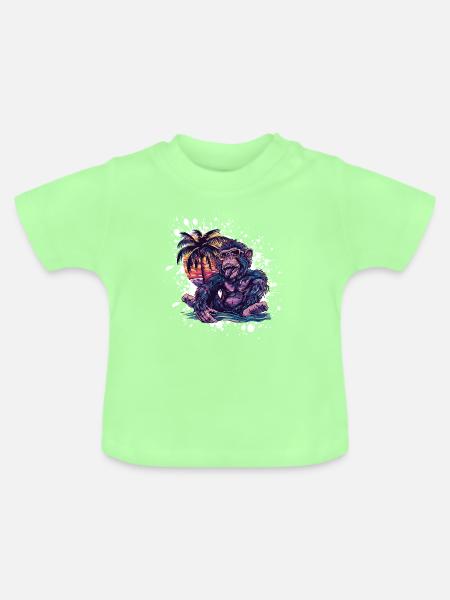Affe Sommer Comic - Baby Bio-T-Shirt mit Rundhals - Mintgrün