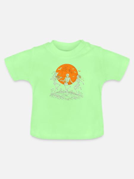 Tanzende Skelette im Mondschein - Baby Bio-T-Shirt mit Rundhals - Mintgrün