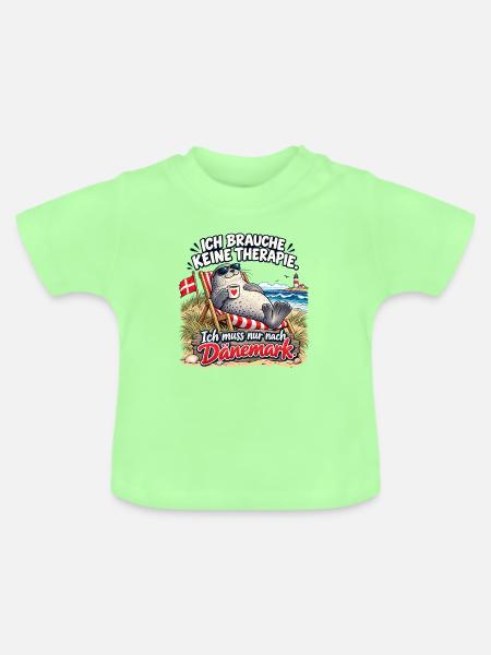 Dänemark-Urlaubswitz am Strand - Baby Bio-T-Shirt mit Rundhals - Mintgrün