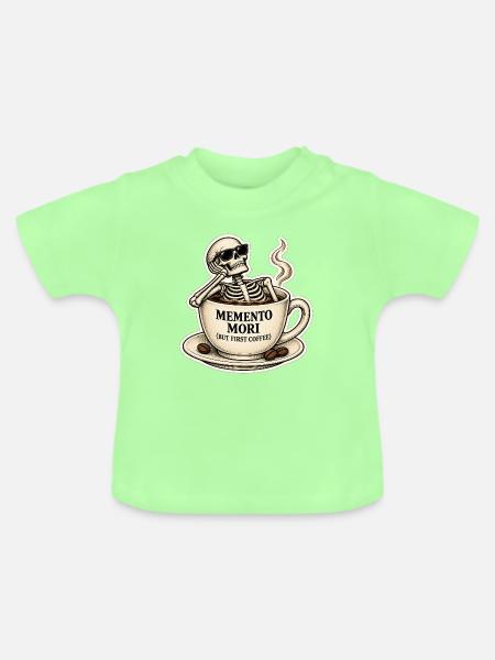 Memento Mori Kaffeeskelett - Baby Bio-T-Shirt mit Rundhals - Mintgrün