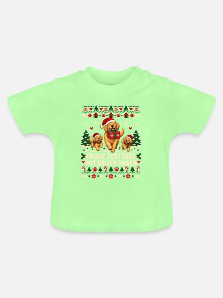 Weihnachtshunde mit kalten Nasen - Baby Bio-T-Shirt mit Rundhals - Mintgrün
