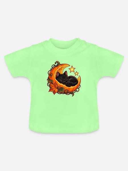 Mondbeschienene Kürbiskatze - Baby Bio-T-Shirt mit Rundhals - Mintgrün