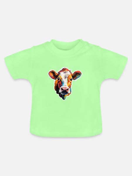 Rind bunt - Baby Bio-T-Shirt mit Rundhals - Mintgrün