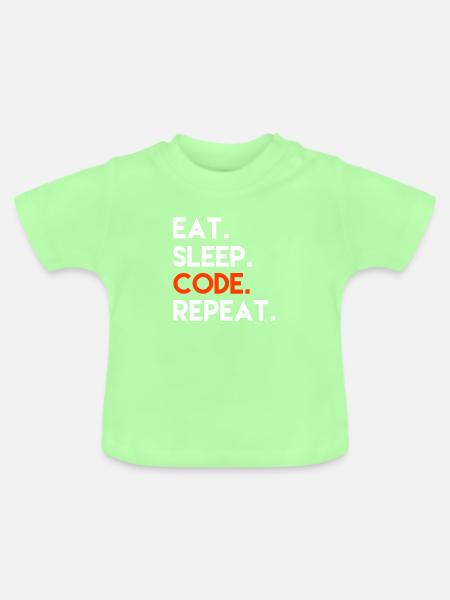 Eat Sleep Code Repeat - Baby Bio-T-Shirt mit Rundhals - Mintgrün