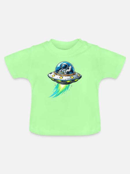 UFO-Astronaut im Funkenflug - Baby Bio-T-Shirt mit Rundhals - Mintgrün