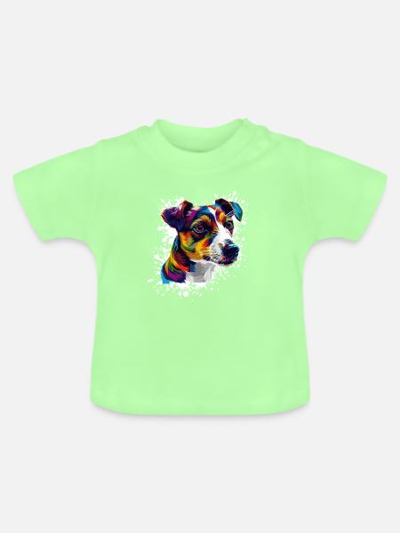 Hund Hundeporträt Splatter - Baby Bio-T-Shirt mit Rundhals - Mintgrün