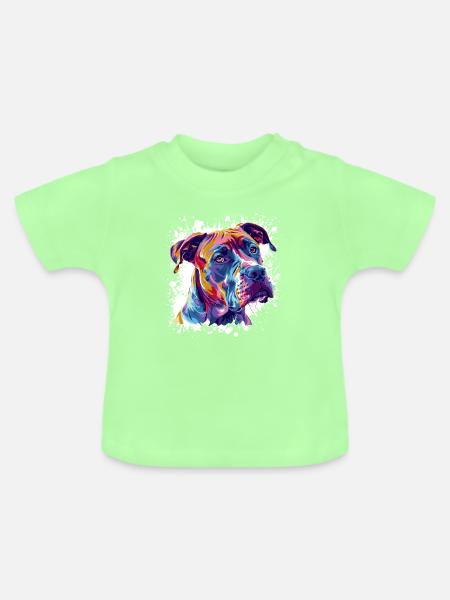 Hund Hundeporträt Splatter - Baby Bio-T-Shirt mit Rundhals - Mintgrün