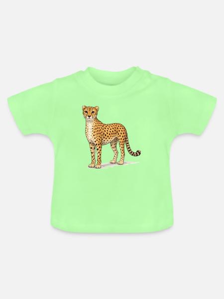 Gepard Cartoon-Illustration - Baby Bio-T-Shirt mit Rundhals - Mintgrün