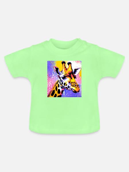 Giraffe - Baby Bio-T-Shirt mit Rundhals - Mintgrün