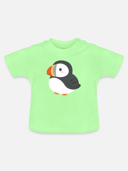 Dicker Puffin-Anhänger - Baby Bio-T-Shirt mit Rundhals - Mintgrün
