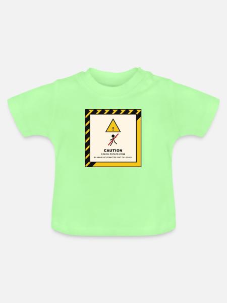 Vorsicht Couch-Potato Zone - Baby Bio-T-Shirt mit Rundhals - Mintgrün