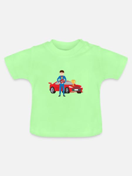Rennfahrer dulli - Baby Bio-T-Shirt mit Rundhals - Mintgrün