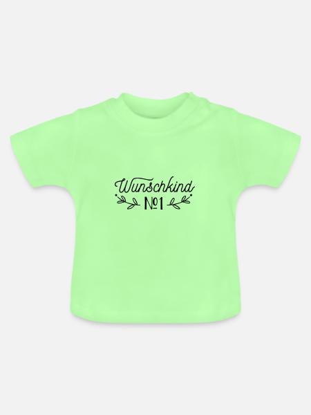 Wunschkind No 1 - Baby Bio-T-Shirt mit Rundhals - Mintgrün