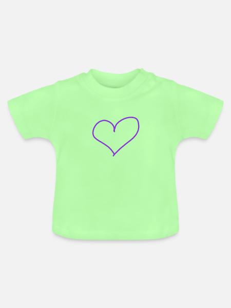 Lila Herz Geschenkidee Geschenk Idee - Baby Bio-T-Shirt mit Rundhals - Mintgrün
