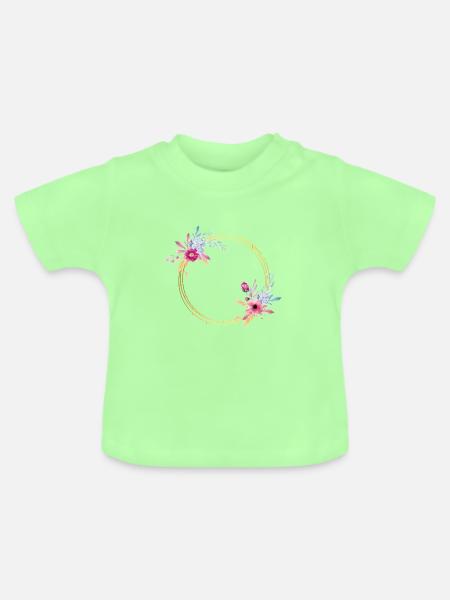 Blumenring zweifach - Baby Bio-T-Shirt mit Rundhals - Mintgrün