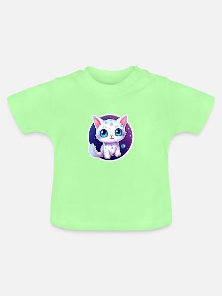 "Kitty in Space!" - Baby Bio-T-Shirt mit Rundhals - Mintgrün