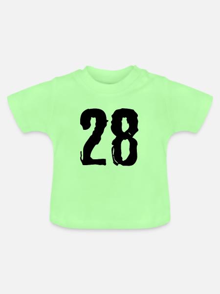 28 Zahl Trikot - Baby Bio-T-Shirt mit Rundhals - Mintgrün