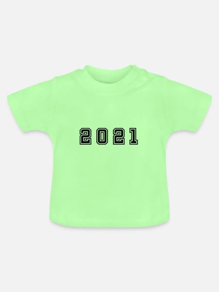 2021 Jahr Zahl - Baby Bio-T-Shirt mit Rundhals - Mintgrün