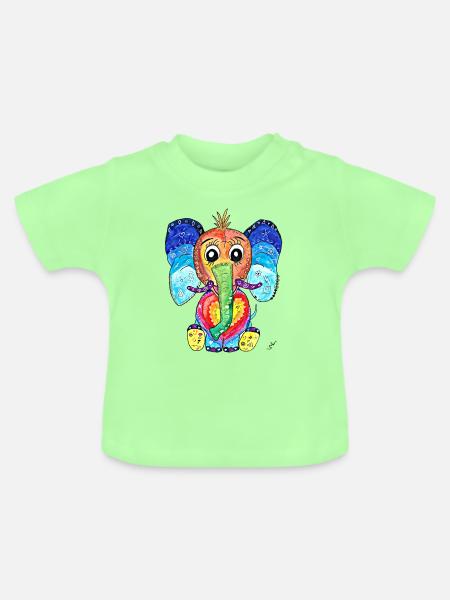 Happy Elephant - Baby Bio-T-Shirt mit Rundhals - Mintgrün