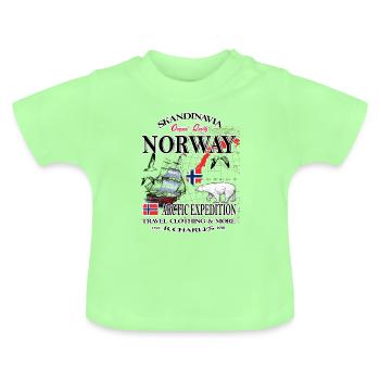 Norway Fishing Scandinavia - Baby Organic T-Shirt with Round Neck - mint green - Front