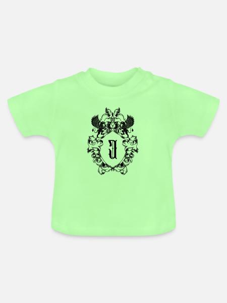 J Buchstabe Wappen - Baby Bio-T-Shirt mit Rundhals - Mintgrün