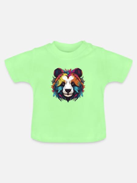 Panda Portrait - Baby Bio-T-Shirt mit Rundhals - Mintgrün