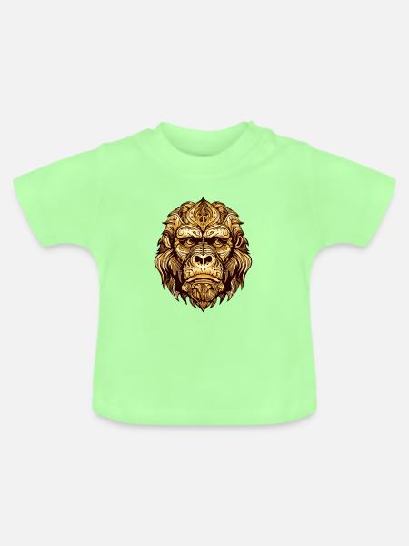 Gorilla Kopf Tier - Baby Bio-T-Shirt mit Rundhals - Mintgrün