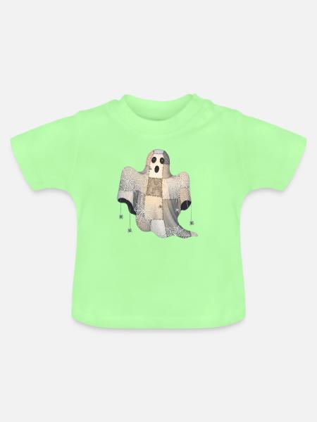 Patchwork Geist mit Spinnennetzen - Baby Bio-T-Shirt mit Rundhals - Mintgrün
