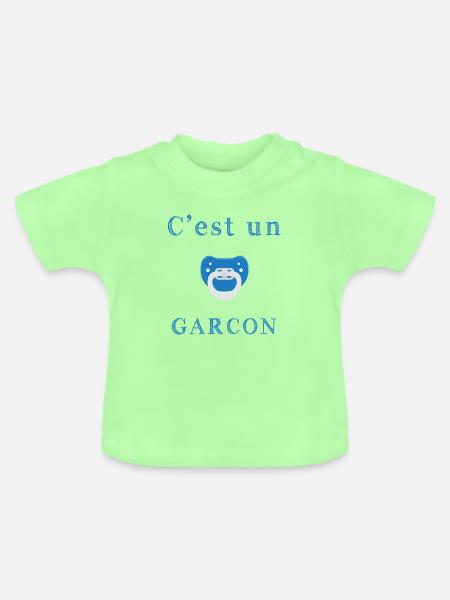 Geburt Es ist ein Junge - Baby Bio-T-Shirt mit Rundhals - Mintgrün